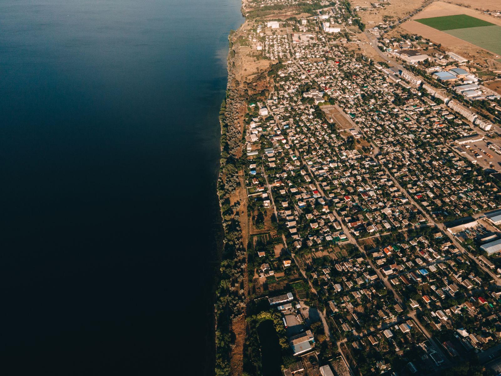 Aerial view of the coastal neighbourhood around the Harborlight Benefits office